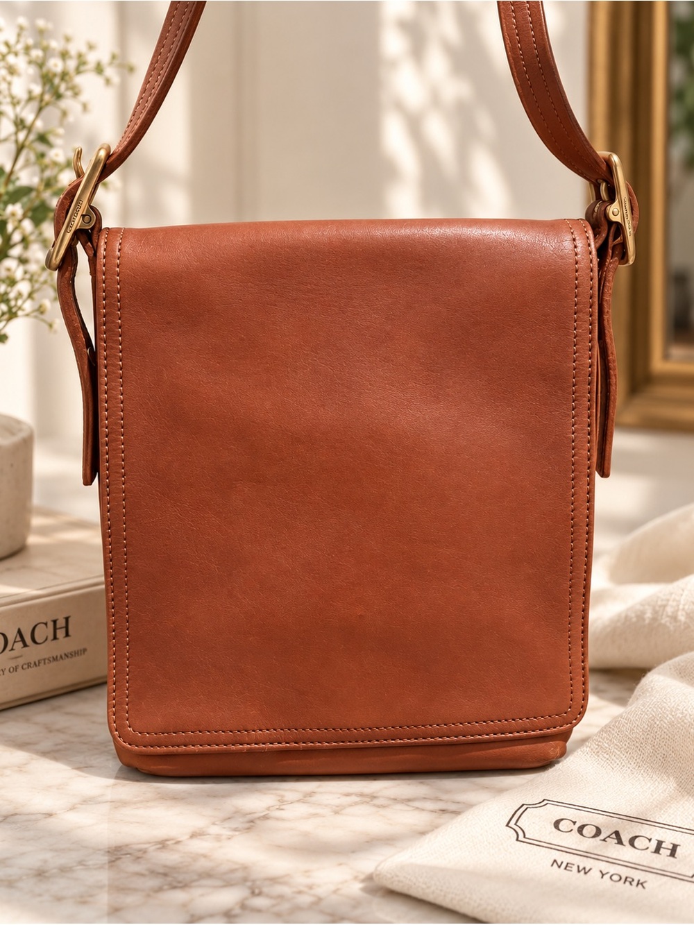 Coach vintage Legacy Slim Flap Crossbody style number 9821 (2002) British Tan